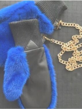 Electric Blue Mink Mitts